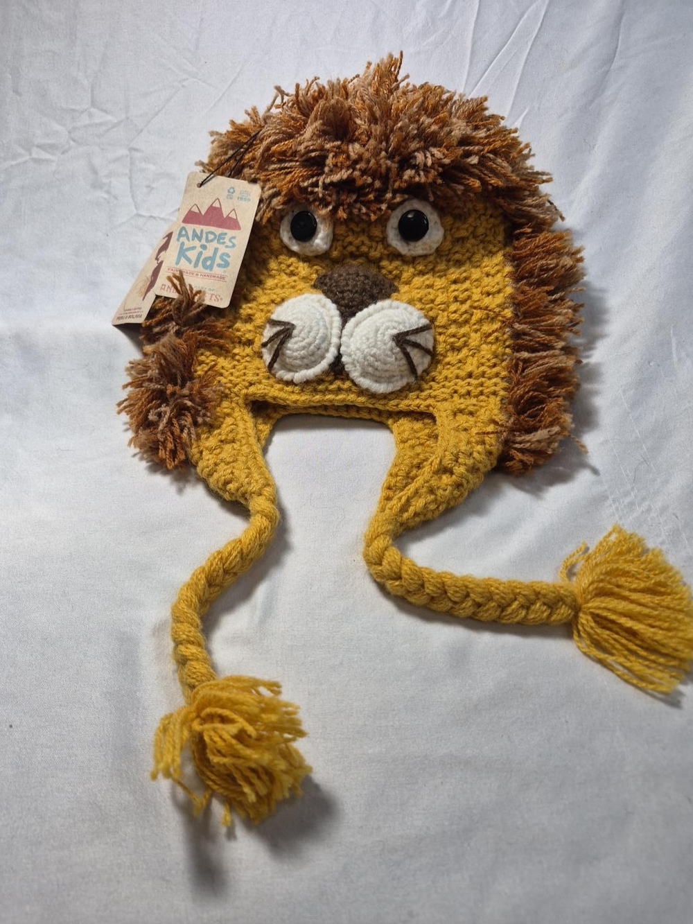 Andes Kids Yellow Lion Knit Earflap Hat